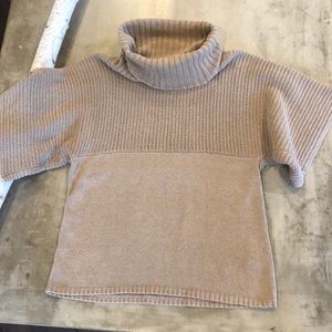 Bcbg cowl neck knit sweater tan brown oversized L